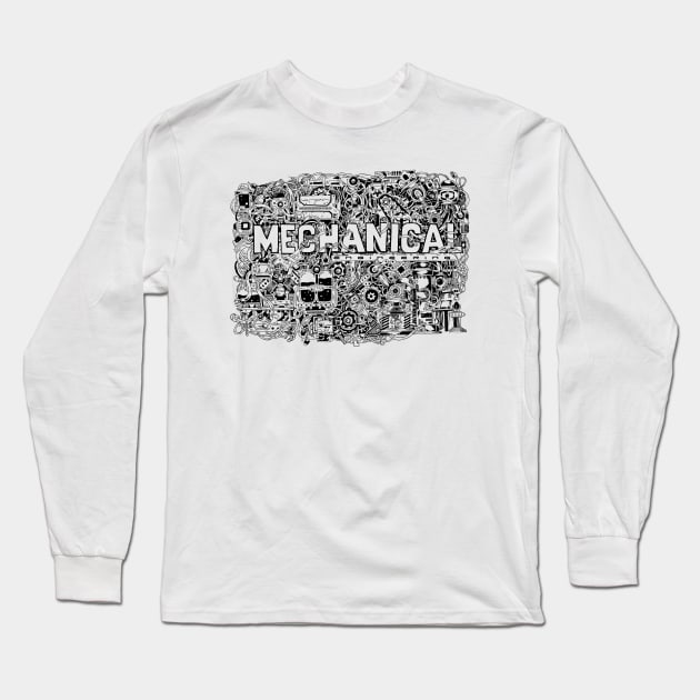 Mechanical Doodle Long Sleeve T-Shirt by maslizuardy